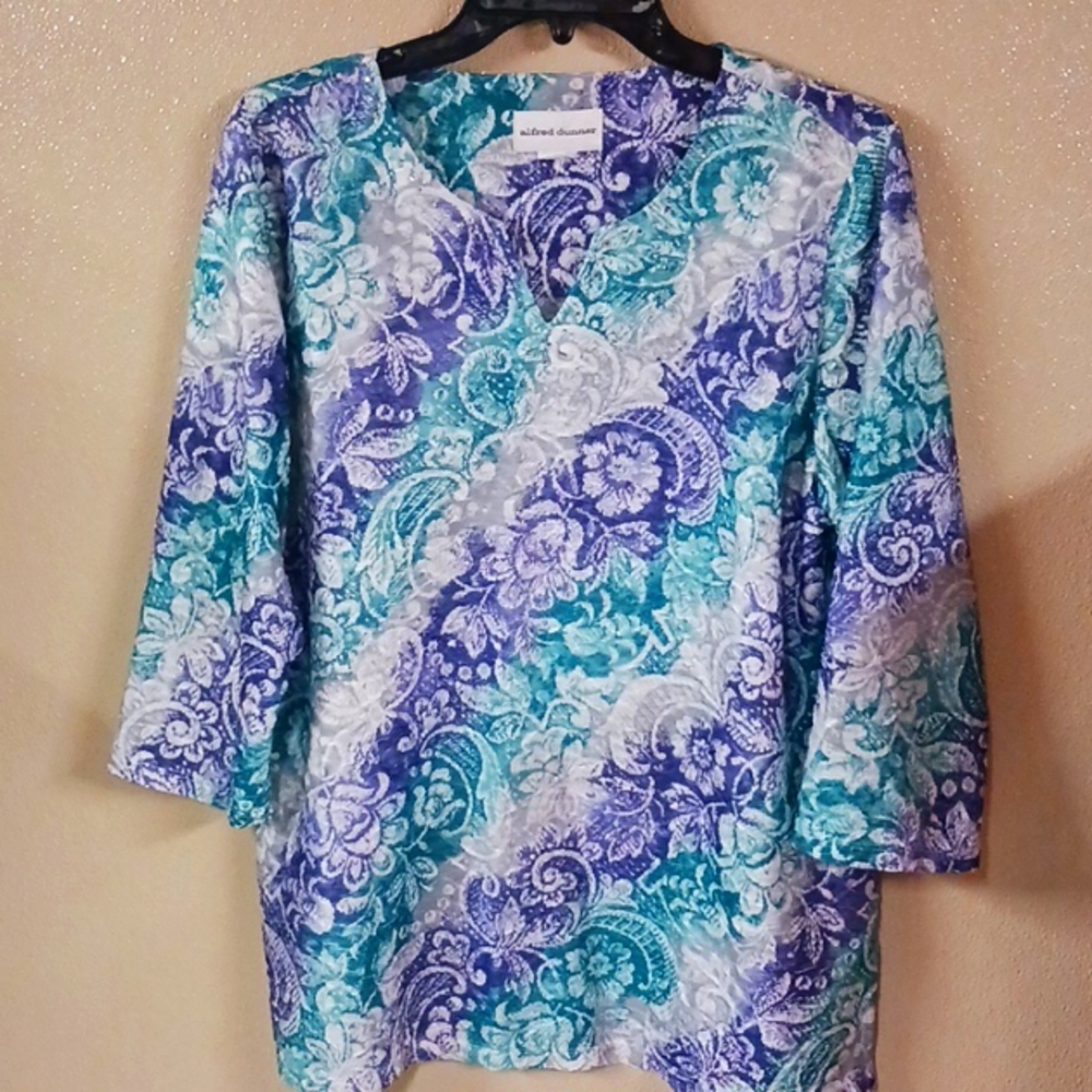 ALFRED DUNNER Women’s Pullover Top Size Medium 3/4 Sleeve